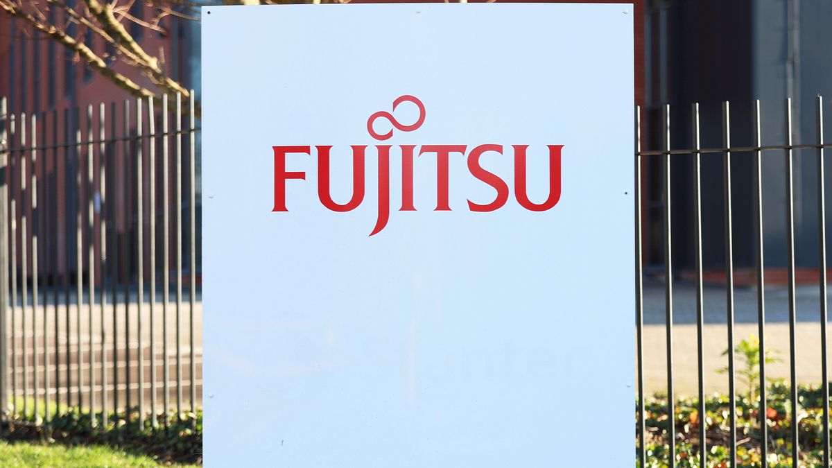 general view of sign outside a Fujitsu office on January 15, 2024 in Warrington, United Kingdom