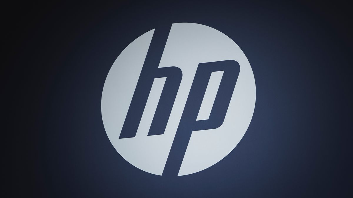 HP logo pictured at ISE 2024 in Barcelona, Spain.