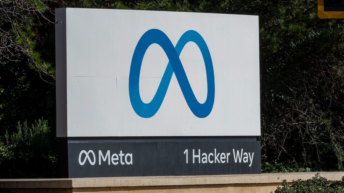 Meta logo and branding pictured on the tech giant