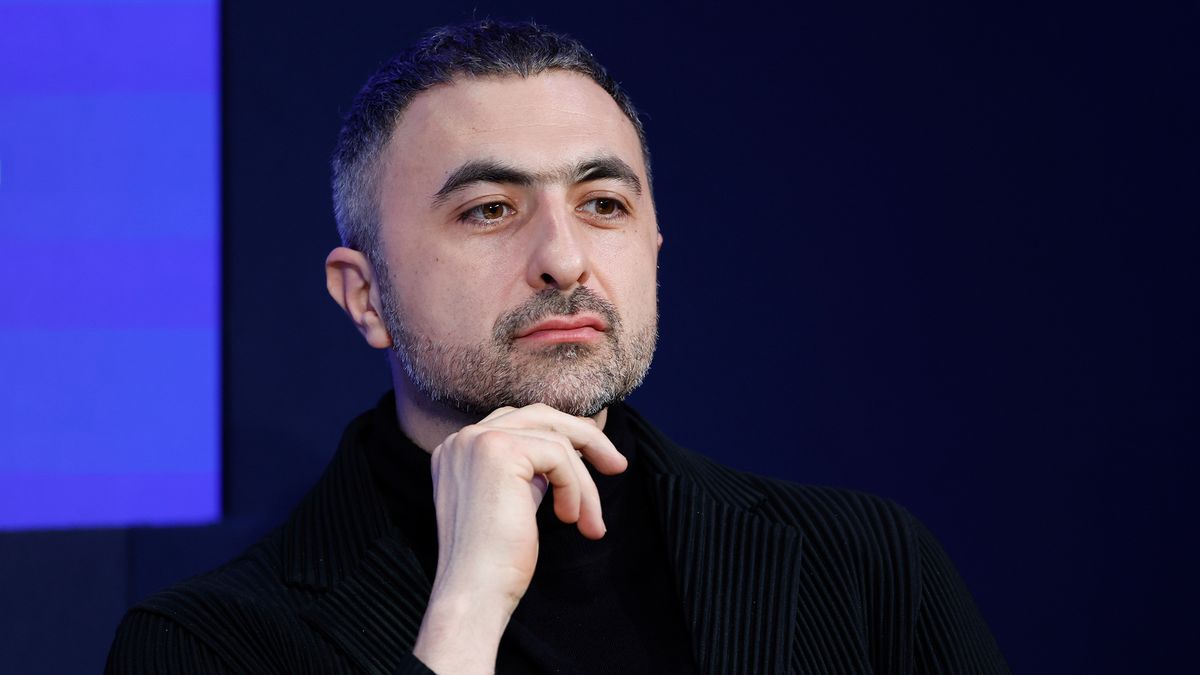 Mustafa Suleyman, co-founder of DeepMind, former CEO of Inflection AI, and chief executive of Microsoft AI, pictured at day three of the World Economic Forum (WEF) in Davos