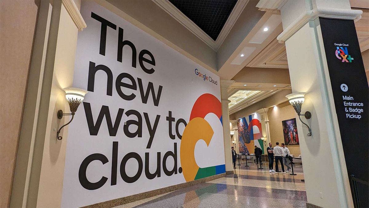 Google Cloud logo at Google Cloud Next, Mandalay Bay in Las Vegas.